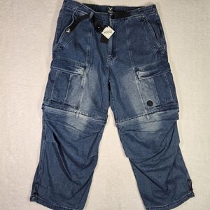 Cross Eyed Moose Cross Terrain Convertible Cargo Jeans Buckle Belt Mens 40